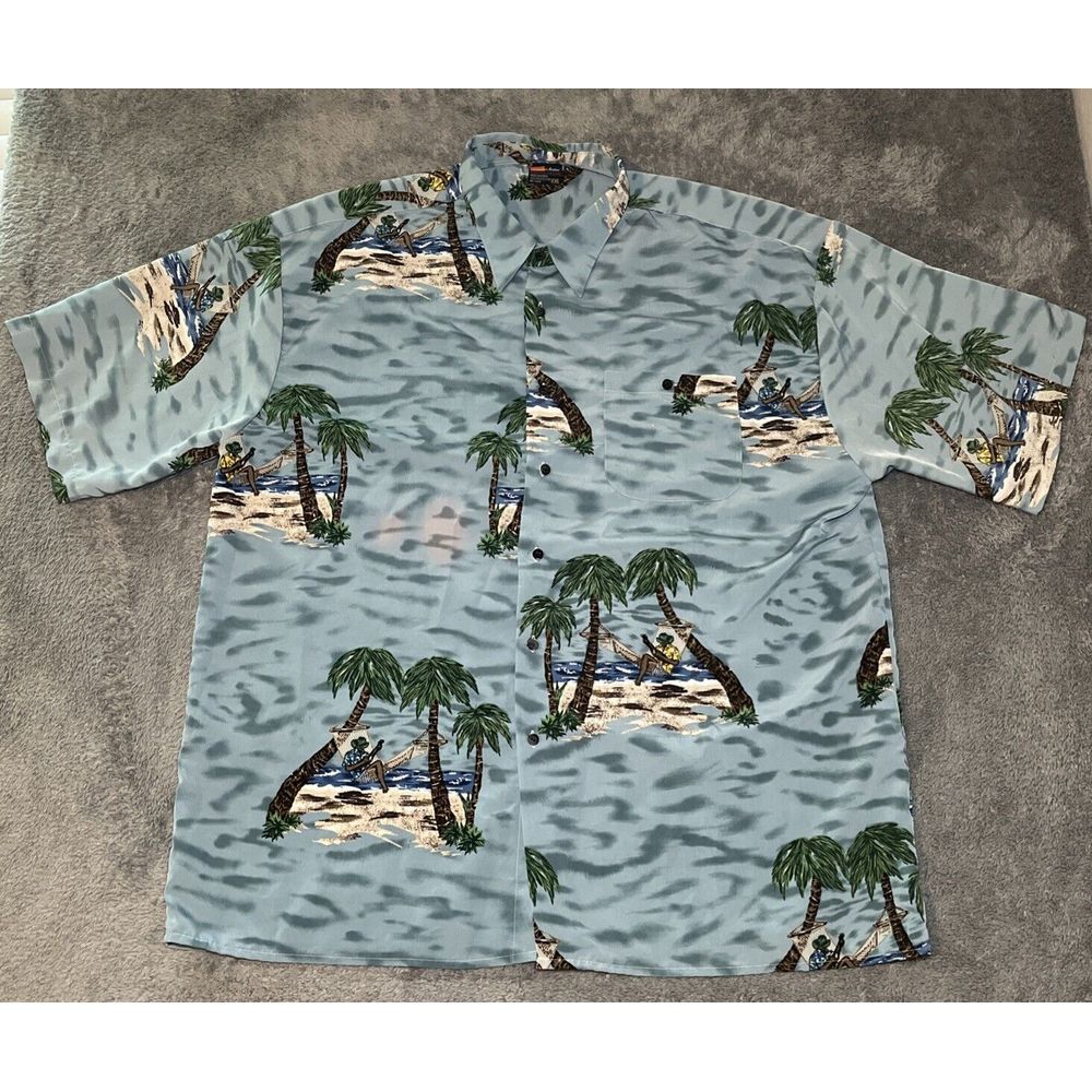 Men's Vintage Hawaiian Shirt Short Sleeve Billion Bay Shirt Mens SZ XXL RN 72619